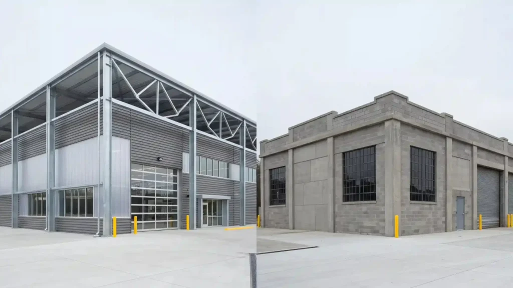 Steel warehouse compared with traditional warehouse construction