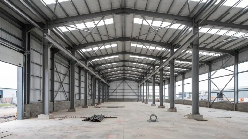 Steel structure workshop design with open production space