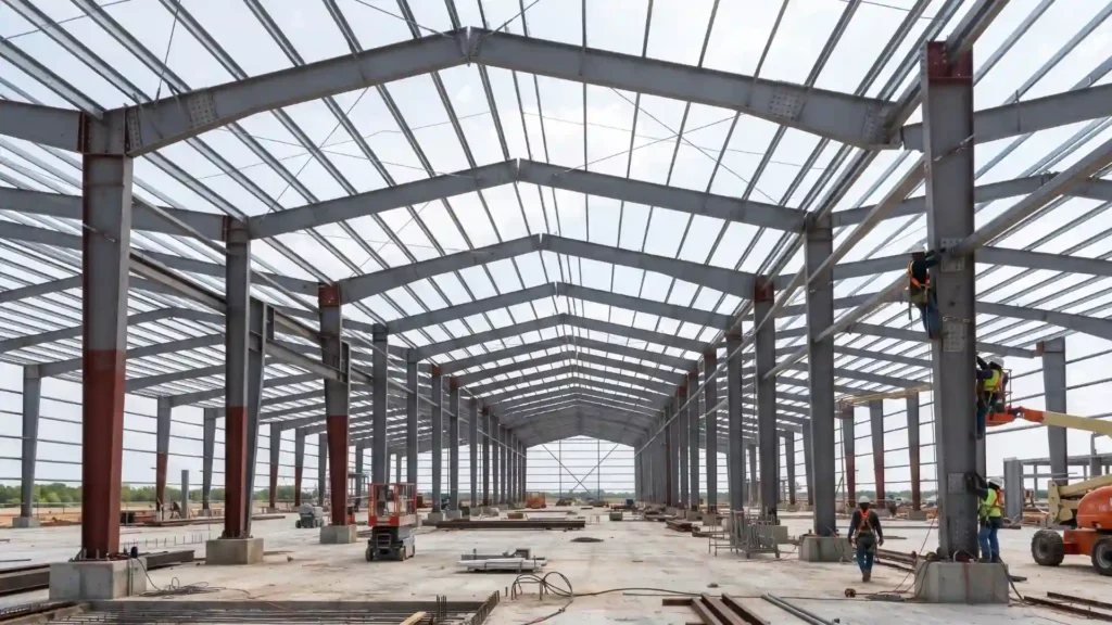 Steel frame for clear span building design