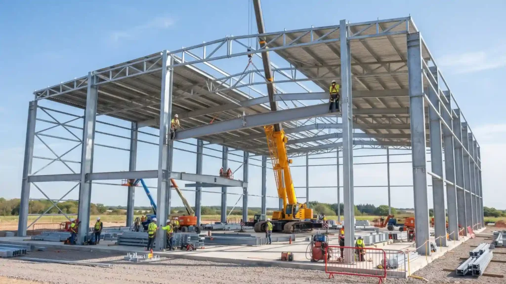 completed steel factory building project