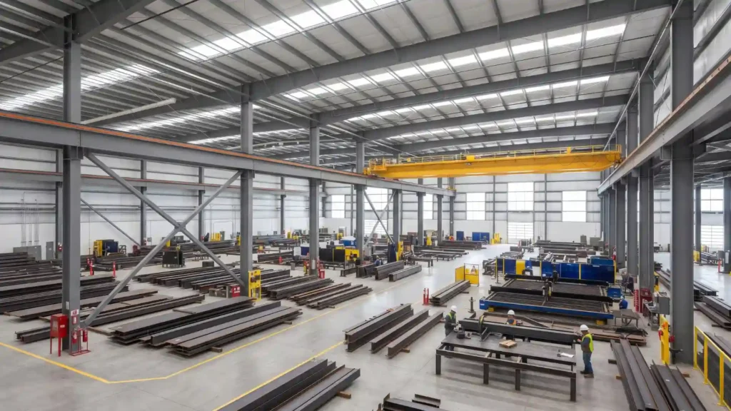 Customized steel factory building with clear-span interior