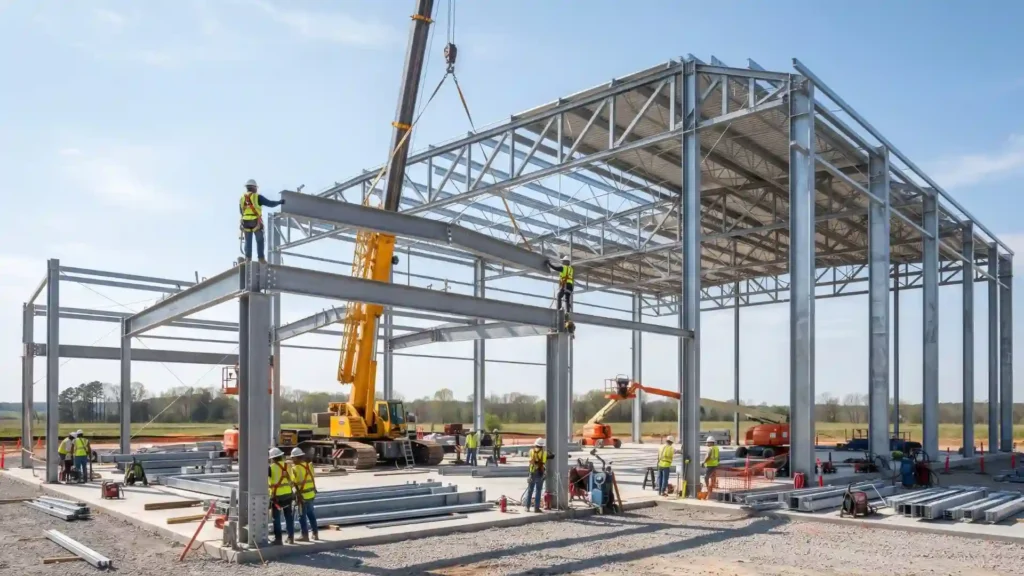 factory steel building installation process